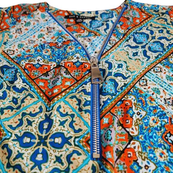 ZAC & RACHEL Mosaic Zip Up Boho Tunic Womens L Colorful Loose-Fitting Flattering - Picture 2 of 13